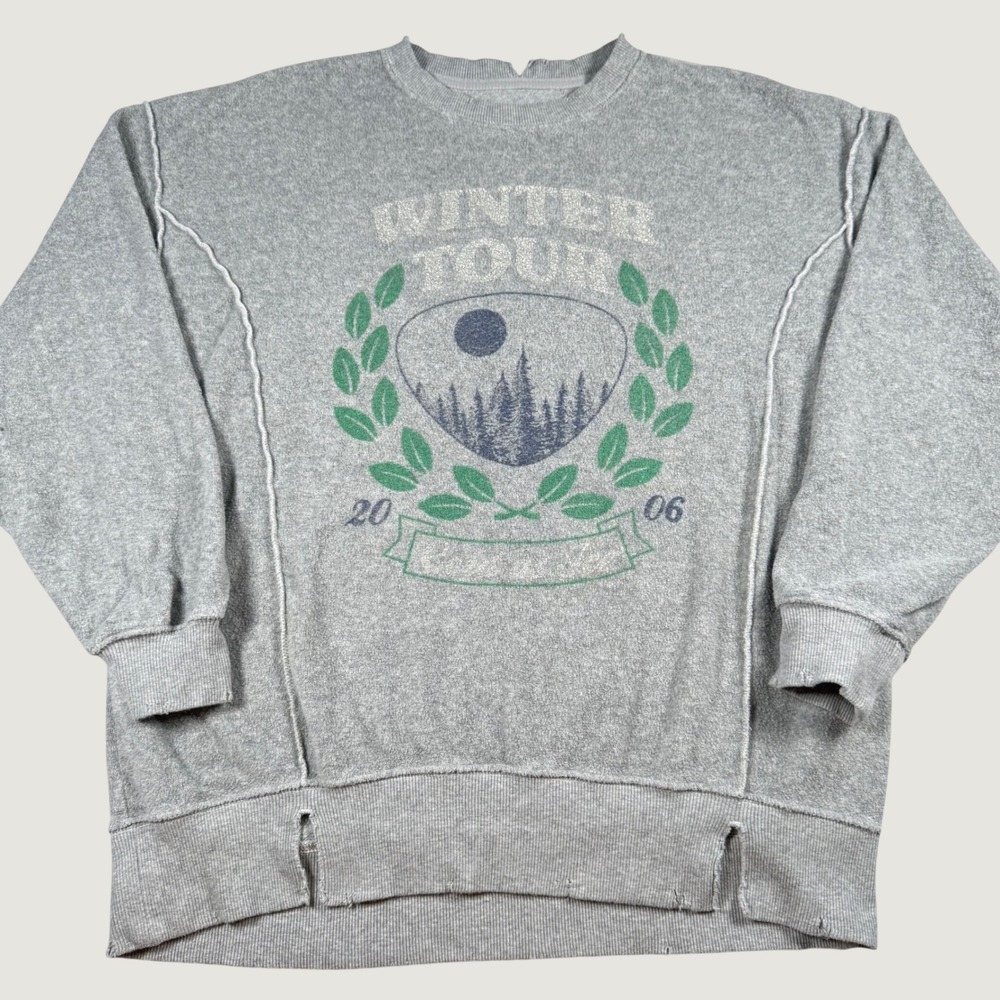 Aerie Winter Tour 2006 Graphic Sweatshirt Gray Terry Cloth Oversized XXS